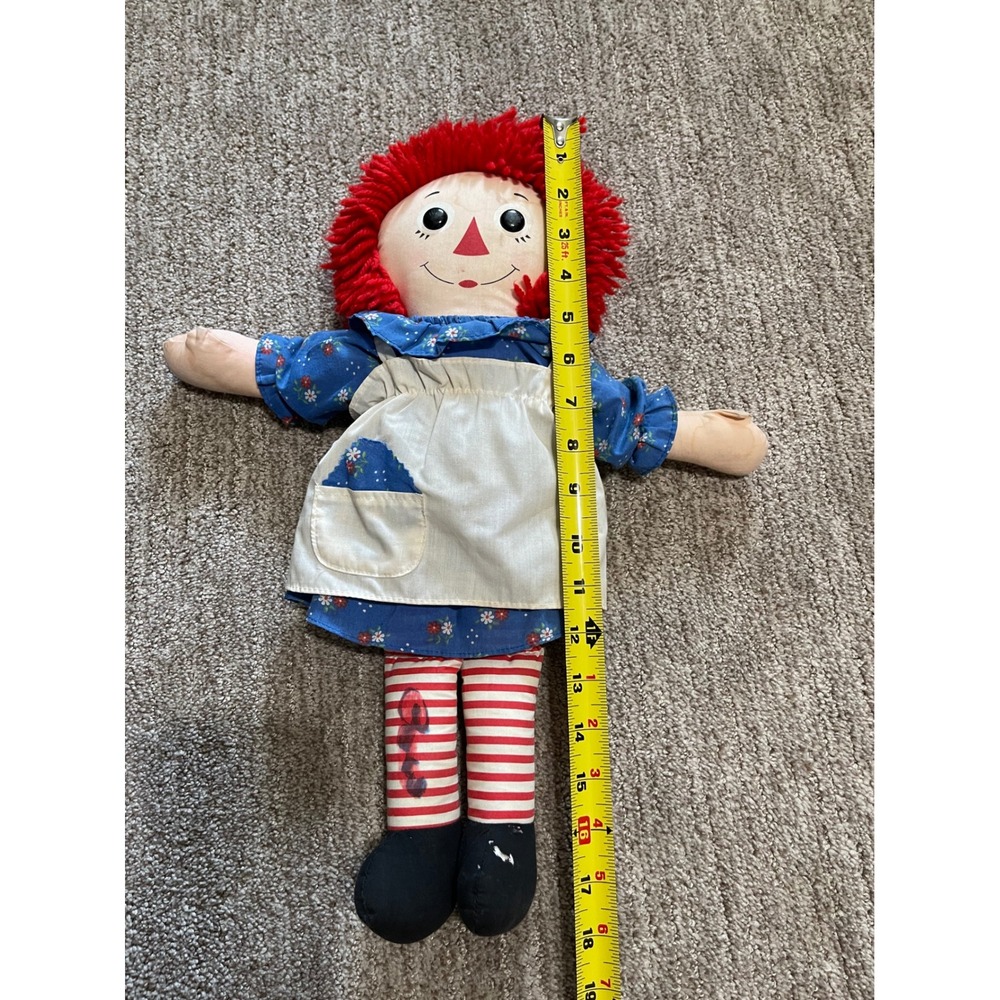 Vintage Hasbro Softies Raggedy Ann Doll 15" Plush Original Tag Red Yarn Hair